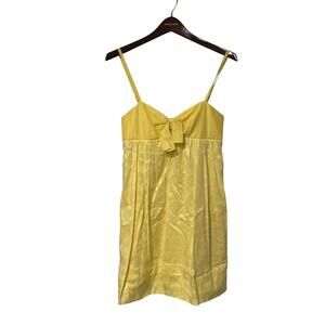 BCBG Maxazria, Yellow A-line Dress w/ pattern, bow front, Size 4, KB414